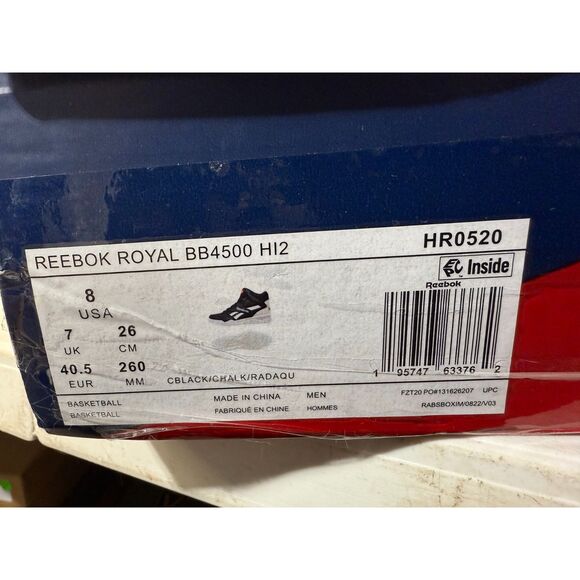Reebok Men's BB4500 Hi 2 Sneaker Size 8 Store Return Black/White Basketball - Picture 3 of 5